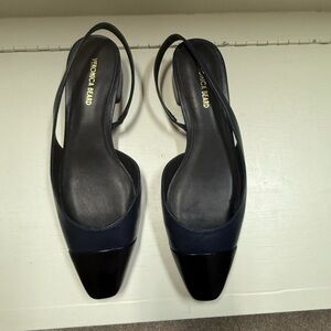 Veronica Beard Navy and Black Slingback Heels